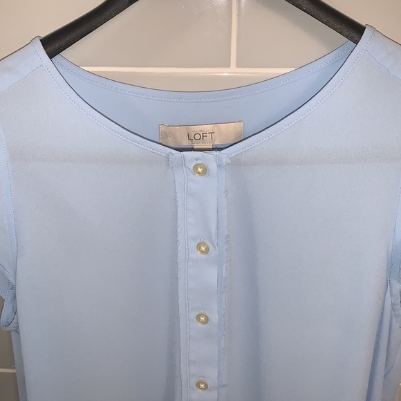 Pale Blue Flutter Sleeve LOFT Blouse - Picture 4 of 14
